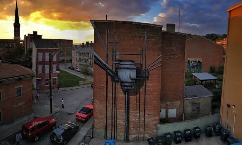 Pedestal and Roots | Street Murals by Phillip Adams | Brewery District CURC in Cincinnati