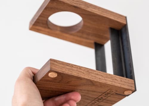 Walnut and steel stand | Bar Accessory in Drinkware by Dust & Spark