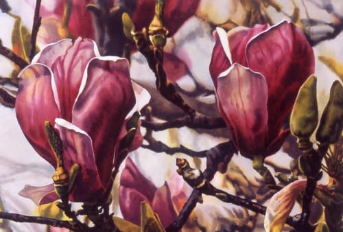 Tulip Tree - IV | Paintings by Karen Frey | Kaiser Permanente Santa Clara Medical Center and Medical Offices in Santa Clara