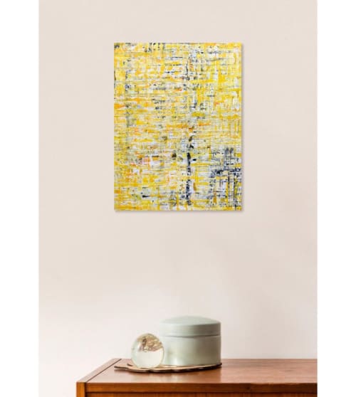 Yellow Textured Modern Painting | Paintings by KARDIMAGO