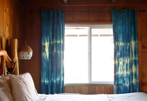 Indigo Tie Dye Curtains | Curtains & Drapes by Lookout and Wonderland | Ojai Rancho Inn in Ojai