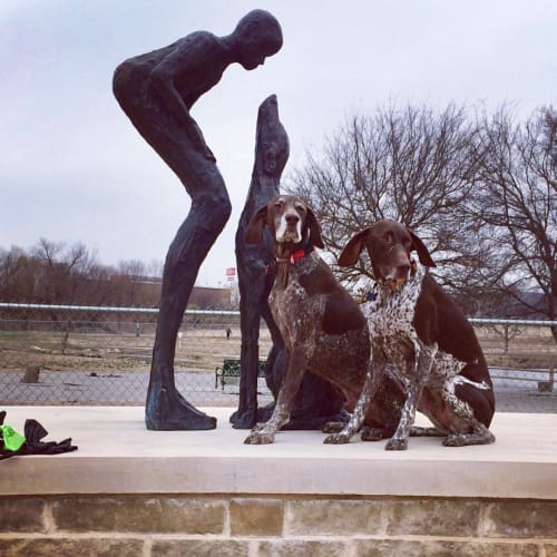 Who Rescued Who? | Public Sculptures by Lorri Acott | Z Bonz Dog Park in Fort Worth