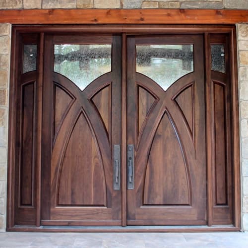 Double Solid Walnut Doors | Furniture by Black Forest Wood Co. | Private Residence, Sylvan Lake, Alberta in Sylvan Lake