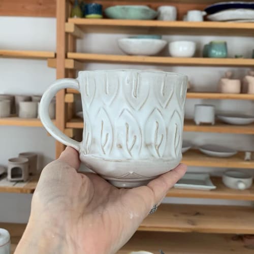 Stamped Clay Mug | Cups by Linda Peterson | Mud 'n Biscuits Ceramics