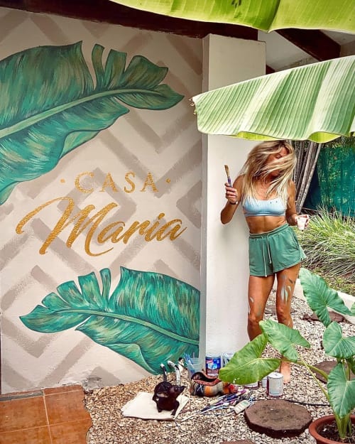 Tropical Geo | Murals by pepallama | Playa Negra Surf Lodge in Los Pargos