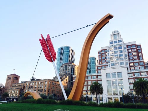 Cupid's Span | Public Sculptures by Claes Oldenburg | Rincon Park in San Francisco