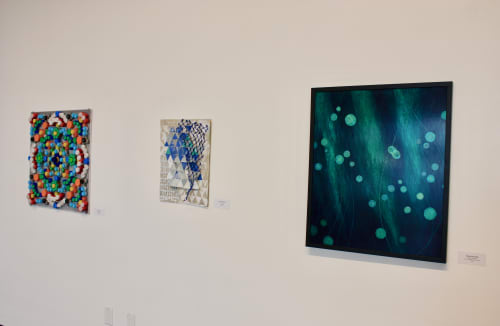 Plastic Plankton, Reverse Glass Painting | Paintings by Deborah Kennedy | Bluseed Studios Inc in Saranac Lake
