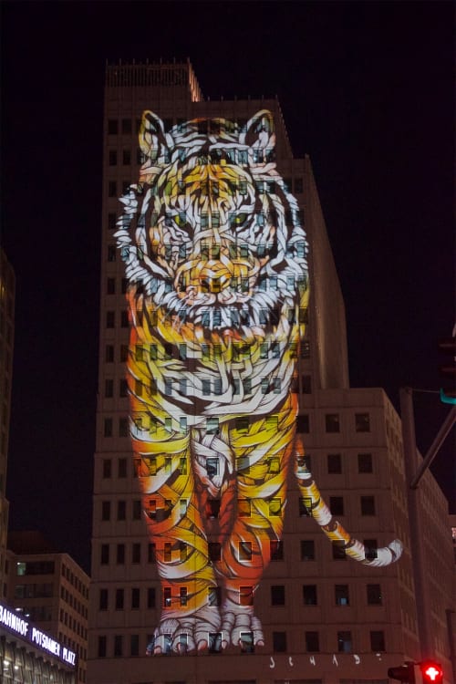Ribboned Tiger | Street Murals by Otto Schade