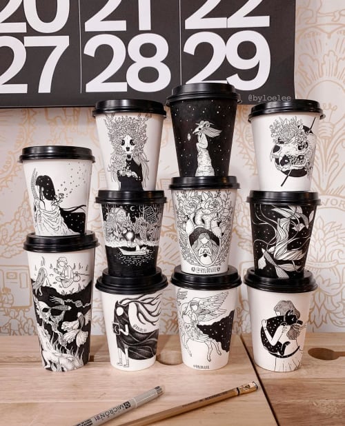 Coffee Cups Art | Cups by Loe Lee | WeWork in Brooklyn