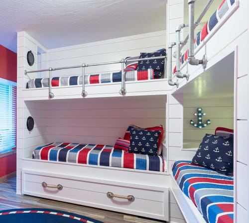 Coastal Home Kids' Room Bunk Beds | Interior Design by JDuce Design