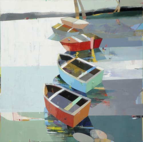 Boats in the Shallow Water # 6 | Paintings by Siddharth Parasnis | Zuckerberg San Francisco General Hospital and Trauma Center in San Francisco