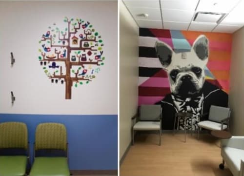 Mr. Frenchie | Murals by Kim McCarthy | Kaiser Permanente San Francisco Mission Bay Medical Offices in San Francisco