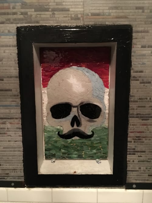 Skull Mosaic - Men's Room | Public Mosaics by Jonathan Cohen | Mercado Los Angeles in Los Angeles