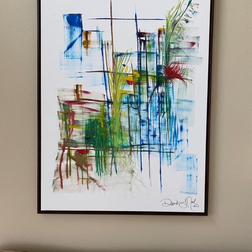 Abstract Painting in Walnut Wood Frame | Paintings by Debby Neal Arts