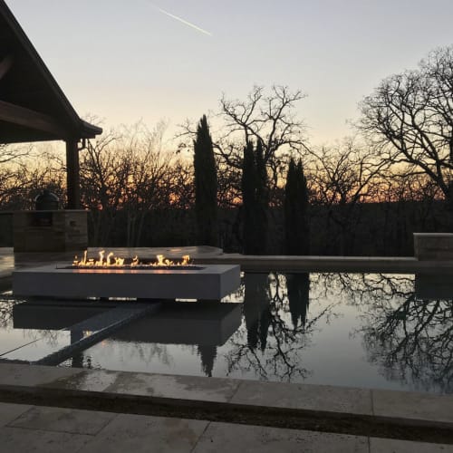 Floating Concrete Firepit | Furniture by KonKrete Designs | Private Residence, McKinney, TX in McKinney
