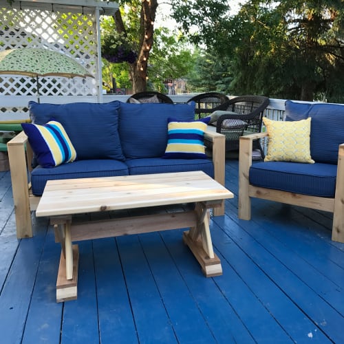 Cedar Patio Furniture Set By Cask Woodworking Seen At Private Residence Sherwood Park Wescover