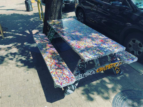 New Outdoor Dining Table | Paintings by Cesar llamas art | Revolver Taco Lounge in Dallas