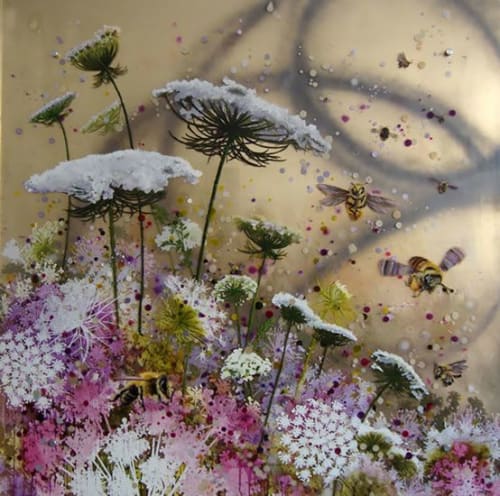 Pollination Series | Oil And Acrylic Painting in Paintings by Cara Enteles Studio