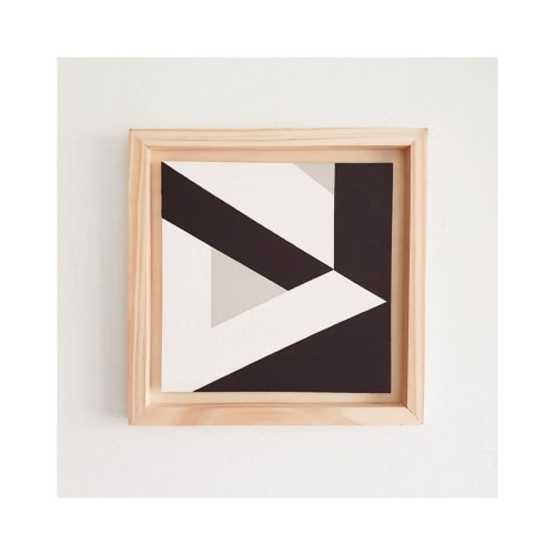 Geometric Monochrome Painting | Oil And Acrylic Painting in Paintings by Sara Weldon