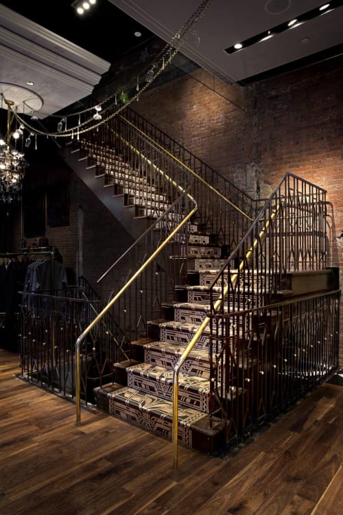 Bronze Filigree Staircase | Architecture by Amuneal | TED BAKER 5th Avenue Store in New York