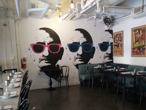 Mural - Pop-Art Gandhi Mural | Murals by Alex Cherry | Badmaash in Los Angeles