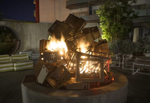 CRASH a fireplace sculpture | Sculptures by Charles Gadeken | Hotel Zephyr in San Francisco