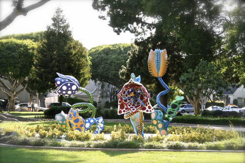 Hymn Of Life Tulips By Yayoi Kusama Seen At Beverly Gardens Park