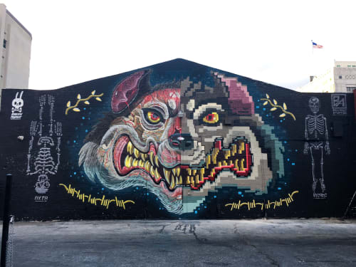 Wolf Head Split in Two | Murals by Dennis DXTR The Weird | The Well Salon and Store in Los Angeles