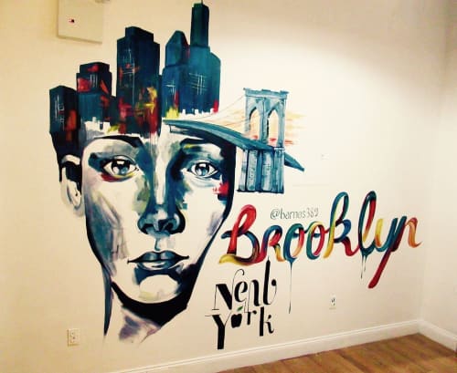 Mural | Murals by Joe Barnes | NY Moore Hostel in Brooklyn