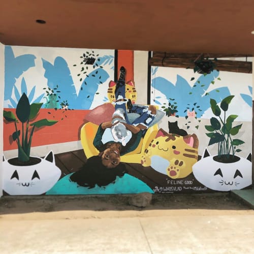 Feline Good | Street Murals by WHOSVLAD | Feline Good Social Club in Long Beach