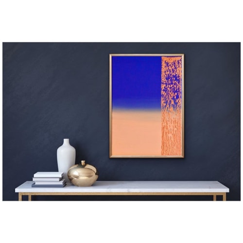 Blue And Orange Abstract | Paintings by Mami Ishibashi