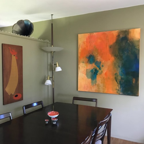 Turquoise and Orange | Paintings by Kari Kroll | Altadena Residence in Altadena