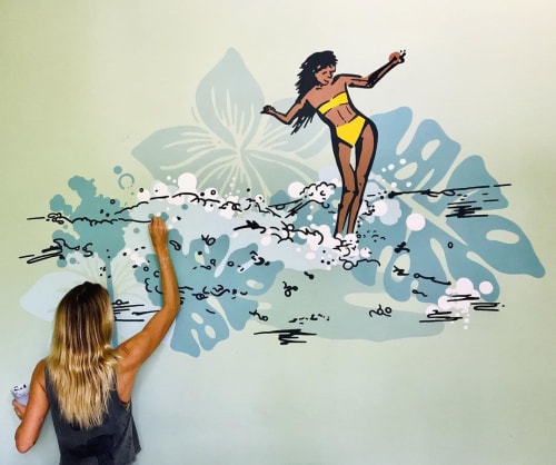 Surfer Mural | Murals by pepallama | Casa la barra surf resort in Miramar