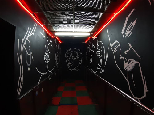 Tape Art Mural in AVA club | Murals by Fabifa | AVA CLUB in Berlin