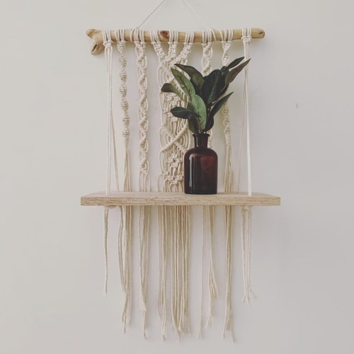 Macrame 12" Shelf Wall Hanging | Macrame Wall Hanging in Wall Hangings by Rosie the Wanderer