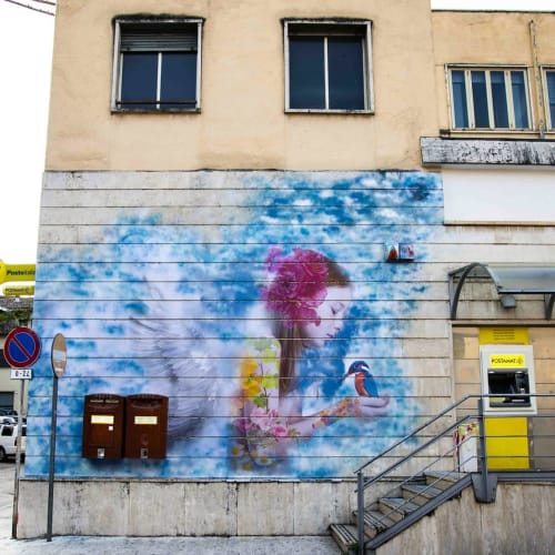 Flies Only Who Dares To Do It | Street Murals by Bifido | Italian Post Office Post in Sulmona