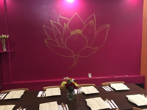 Lotus Wall | Murals by Jeffrey Nemenzo | Keeva Indian Kitchen in San Francisco