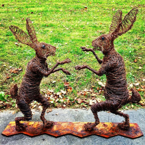 Boxing Hares | Public Sculptures by Josh Brooke Coté