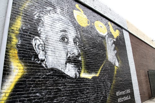 Mural by Jonas Never (Albert Einstein mural on the western exterior wall) | Murals by Cult-Classics (Jonas Never) | Birdies in Los Angeles