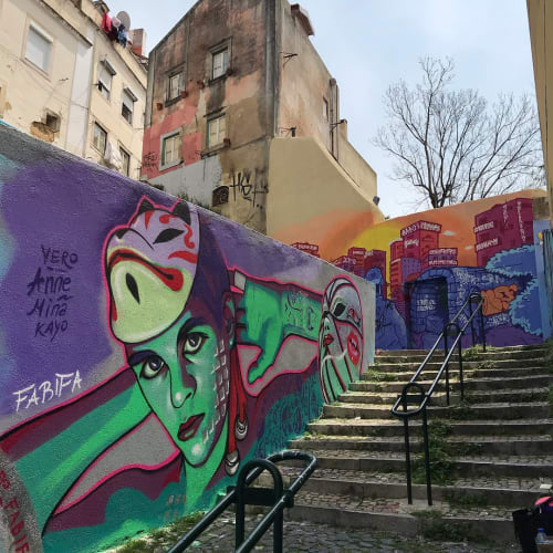 Painted Mural | Street Murals by Fabifa | Augusto Gil Garden in Lisboa