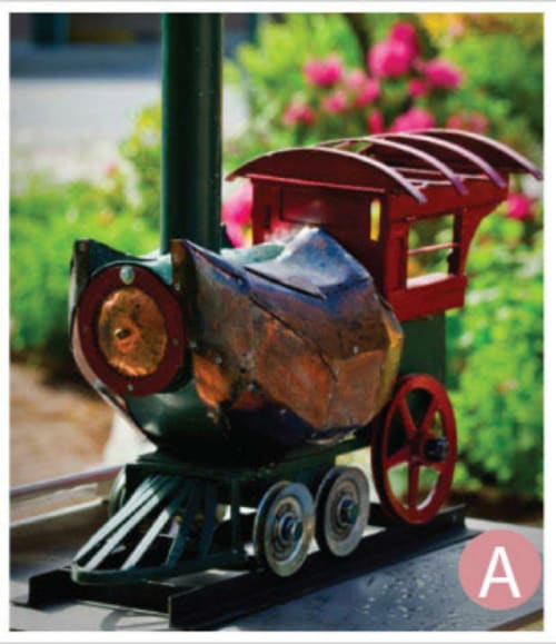 Shoo Shoe Train | Public Sculptures by Kyle Fokken - Artist LLC | Downtown Hopkins in Hopkins