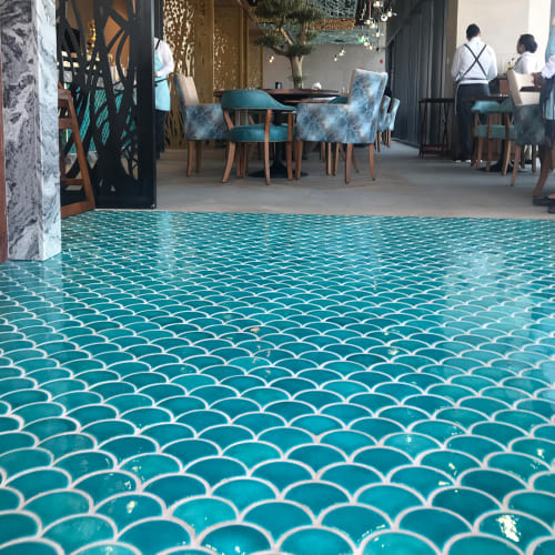 Fish Scales on the Floors | Tiles by Otto Tiles And Design | La Mer Dubai in Dubai