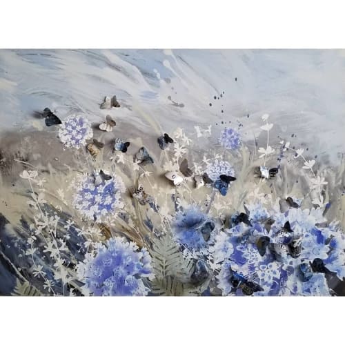 Where'd you go Karner Blue 1 | Oil And Acrylic Painting in Paintings by Cara Enteles Studio | The Watermark at Brooklyn Heights in Brooklyn