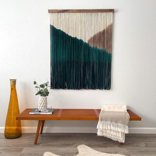 Emerald Green and Taupe Macrame Wall Hanging | Macrame Wall Hanging by Love & Fiber