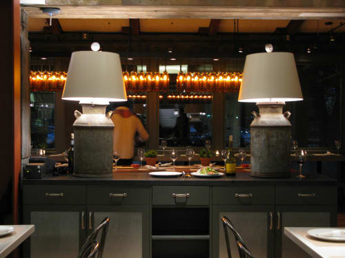 Pair of Milk Jug Lamps | Lighting by Jim Misner Light Designs | Calafia Café & Market A Go-Go in Palo Alto