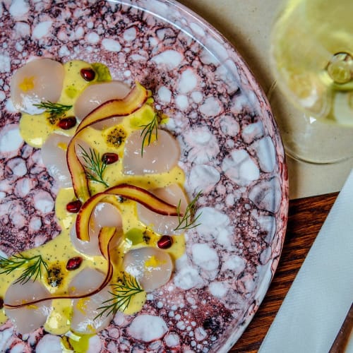 Bubble Plate | Ceramic Plates by R L Foote Design Studio | Eastside Kitchen + Bar in Chippendale