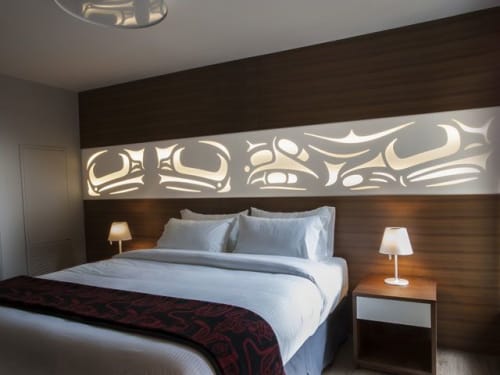 Frog Triptych Headboard | Sculptures by Sabina Hill | Skwachàys Lodge in Vancouver