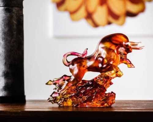 "Fearless & Undaunted" Crystal Bull Sculpture | Sculptures by Lawrence & Scott | Lawrence & Scott in Seattle