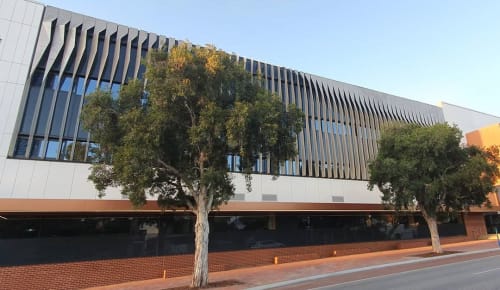 Peeling back the Layers (aluminium sun shades/ fins) | Public Art by Forlano Design | Bob Hawke College in Subiaco