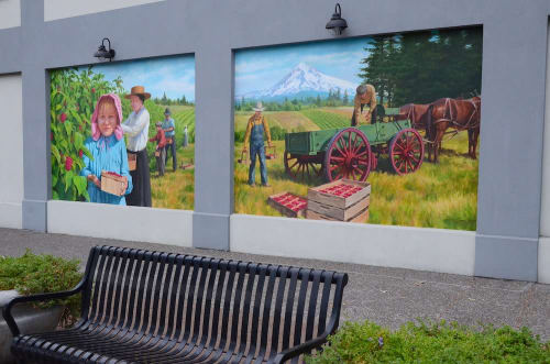 Berry Harvest on the wall of Jazzy Bagels that faces Powell Boulevard | Street Murals by Don Gray Studio